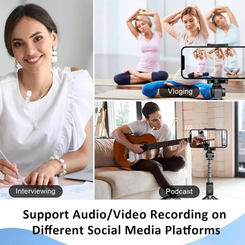 2.4G Wireless Clip-On Microphone with Lightning and USB-C Adapters for Professional Audio in Video Recording, YouTube, and Interviews