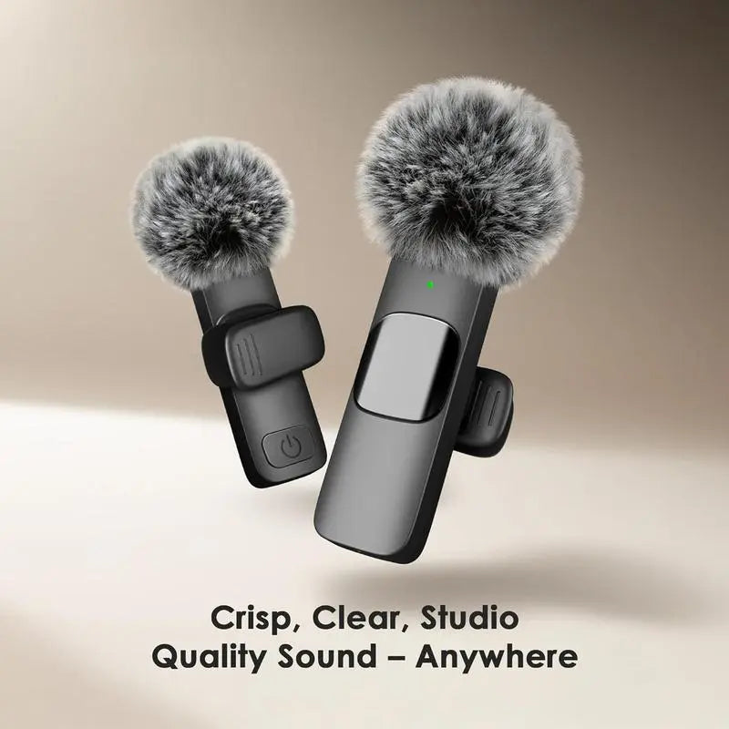 2.4G Wireless Clip-On Microphone with Lightning and USB-C Adapters for Professional Audio in Video Recording, YouTube, and Interviews
