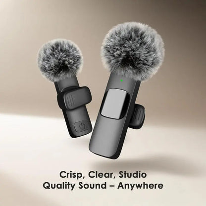 2.4G Wireless Clip-On Microphone with Lightning and USB-C Adapters for Professional Audio in Video Recording, YouTube, and Interviews