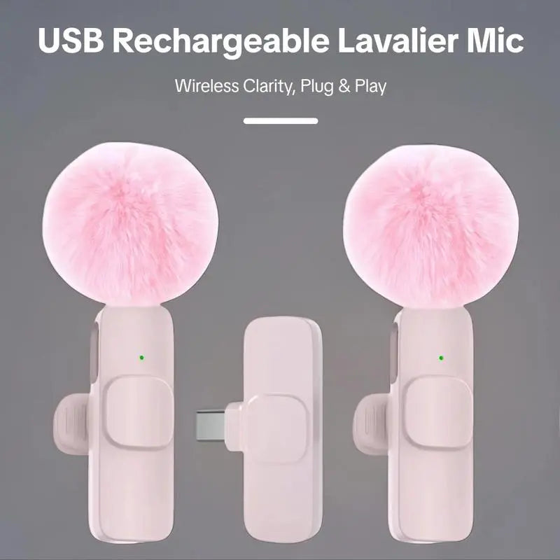 2.4G Wireless Clip-On Microphone with Lightning and USB-C Adapters for Professional Audio in Video Recording, YouTube, and Interviews