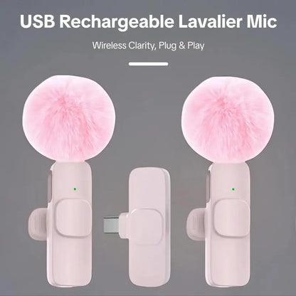 2.4G Wireless Clip-On Microphone with Lightning and USB-C Adapters for Professional Audio in Video Recording, YouTube, and Interviews