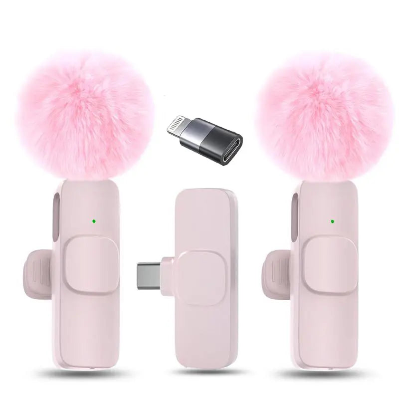 2.4G Wireless Clip-On Microphone with Lightning and USB-C Adapters for Professional Audio in Video Recording, YouTube, and Interviews