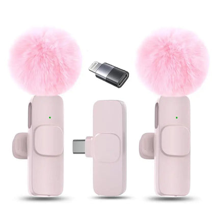 2.4G Wireless Clip-On Microphone with Lightning and USB-C Adapters for Professional Audio in Video Recording, YouTube, and Interviews